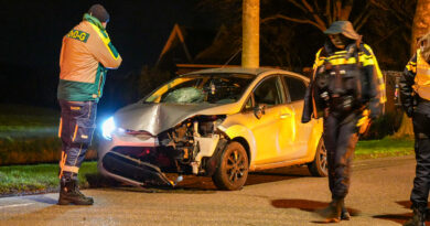 Gewonde na botsing tegen lantaarnpaal in Zwaagdijk-Oost